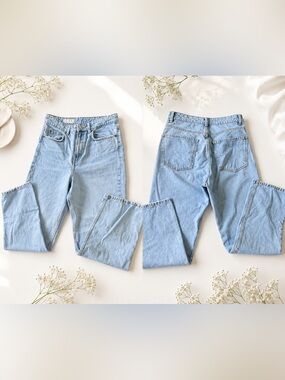 Zara High-Rise Light Wash Straight Leg Jeans - 90s Vintage Style (Size 8 EUR 40